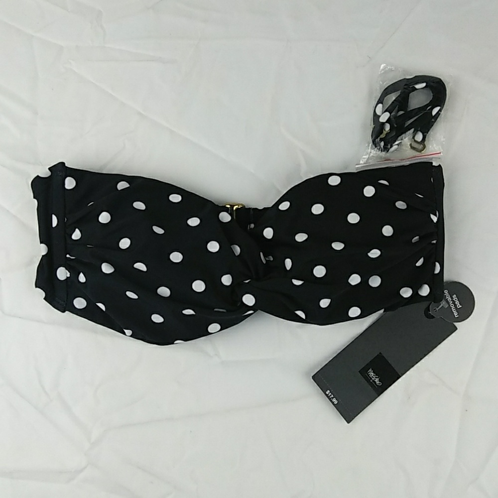 Mossimo Womens Swim Top Size Small Black White dot